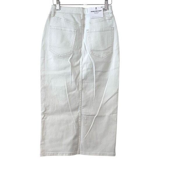 Sanctuary Womens High Rise Front Slit Denim Midi Pencil Skirt White Size 24 NWT - Picture 5 of 12